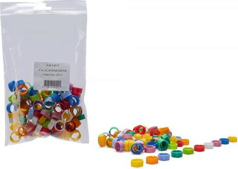 Clickringen mix 10 kleuren - Vogel - 12mm - 100 stuks