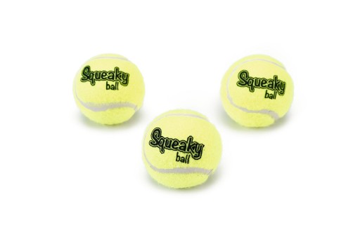 Afbeelding Tennisbal met pieper hondenspeeltje 3 stuks geel 5 cm door K-9 Security dogs