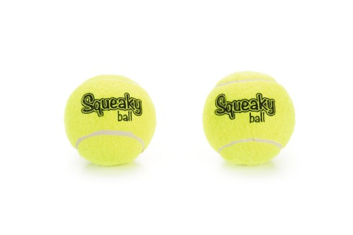 Afbeelding Tennisbal met pieper hondenspeeltje 2 stuks geel 8 cm door K-9 Security dogs