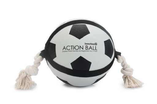 Afbeelding beeztees action voetbal met touw - hondenspeelgoed - 22 cm door K-9 Security dogs