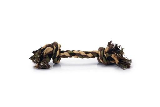 beeztees - flostouw - 2 knopen - camouflage/groen - 125 gram