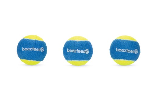 Afbeelding beeztees fetch tennis ball - hondenspeelgoed - blauw/geel - 6,3 cm - 3st door K-9 Security dogs