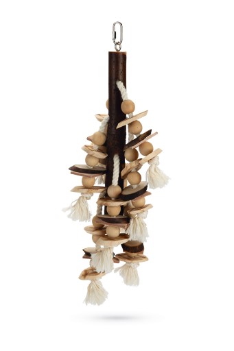 beeztees balto - vogelspeelgoed - hout - bruin - 47 cm