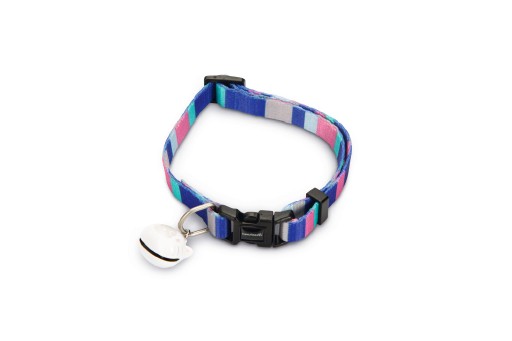 beeztees stripes - kattenhalsband - nylon - blauw - 20-30 cm