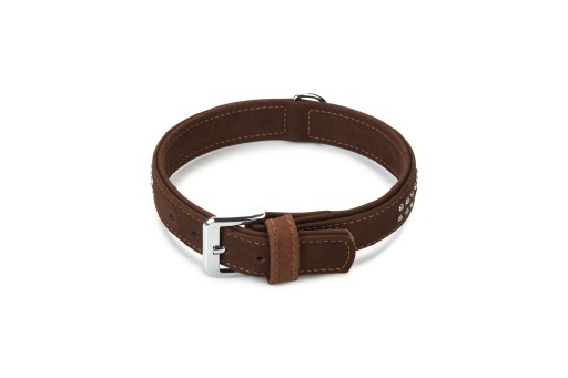 beeztees buffalo - halsband hond - leer - bruin - 50 cm x 30 mm