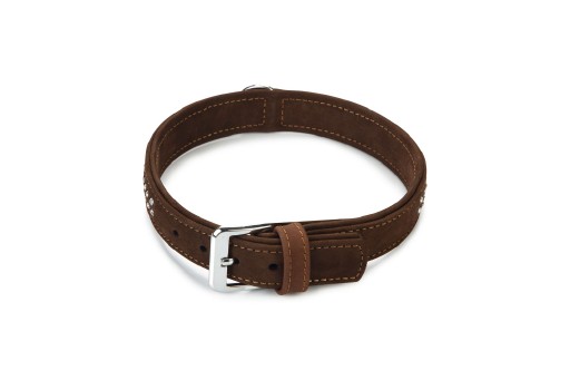 beeztees buffalo - halsband hond - leer - bruin - 55 cm x 30 mm