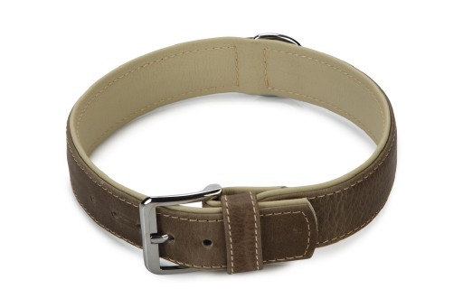 beeztees comfort - halsband hond - leer - grijs - 65 cm x 40 mm