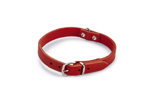 Afbeelding Lederen honden halsband rood - 42 cm x 16 mm door K-9 Security dogs