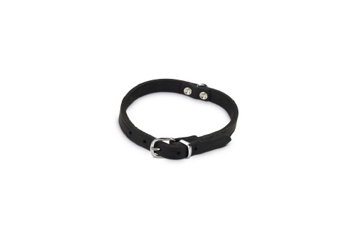 Afbeelding Lederen honden halsband zwart - 37 cm x 12 mm door K-9 Security dogs