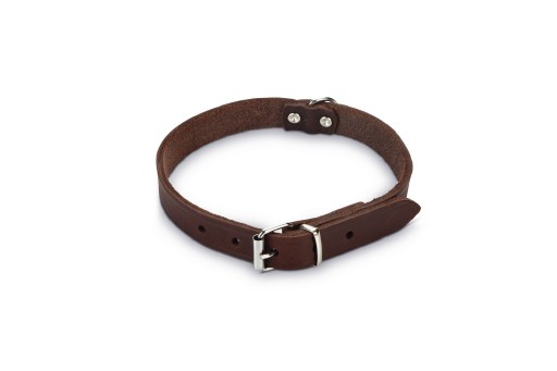 Afbeelding Lederen honden halsband bruin - 52 cm x 20 mm door K-9 Security dogs