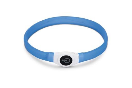 beeztees safety gear glowy - halsband hond - blauw - 65x2,5 cm