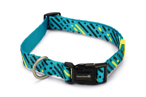 Beeztees memphis - halsband hond - nylon - licht blauw - 48-70cmx25mm