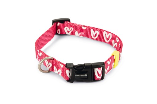 Beeztees heart - halsband hond - nylon - roze - 35-50cmx20mm