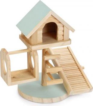 Beeztees Speelhuis Lovy - Knaagdier - Hout - Mint - 21x15,5x21cm