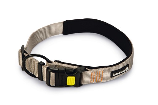 Beeztees parinca premium - hondenhalsband - nylon - lichtgrijs - 60- 65 cm x 30 mm