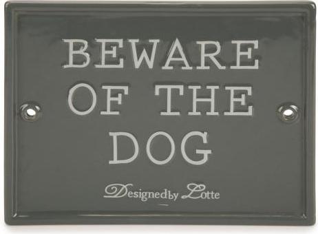 Designed by Lotte Beware of the Dog - Hond - Keramiek - Grijs - 20x16 cm