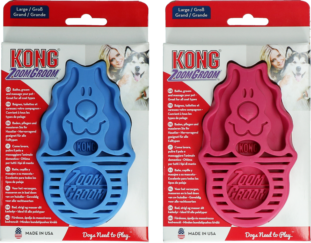 Kong ZoomGroom Rassberry Large