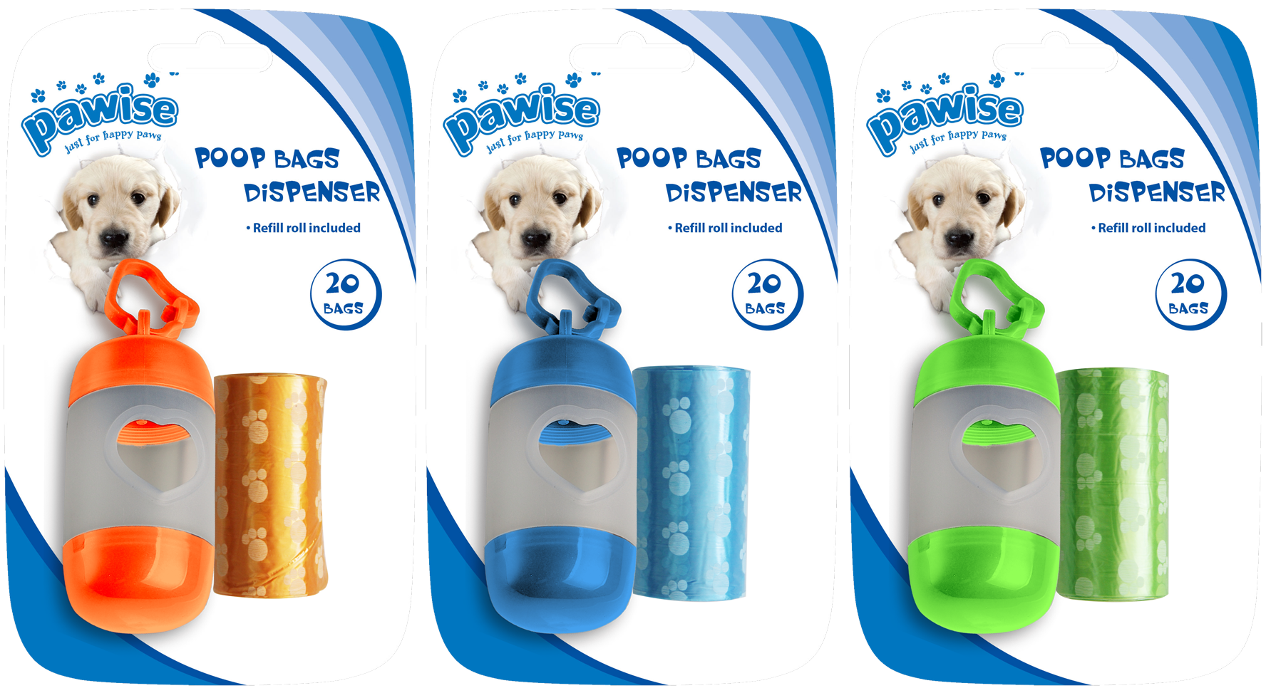 Pawise Poop Bags Dispenser (Incl. 2 X 20 Bags)