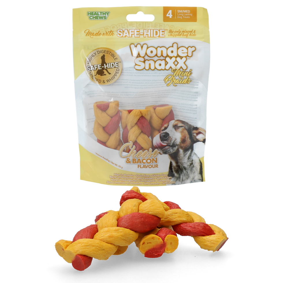 Afbeelding Wonder Snaxx Mini Braid - Hondensnacks - Kaas Bacon 9 cm door K-9 Security dogs