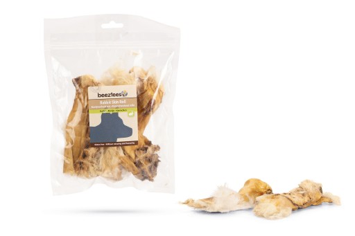 Beeztees konijnenhuid rol met haar - hondensnack - 100 gram