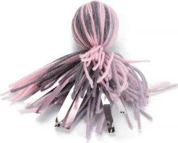 Beeztees Octopus Bal Octy - Kattenspeelgoed - Wol - Grijs"Roze - 12x4x4 cm