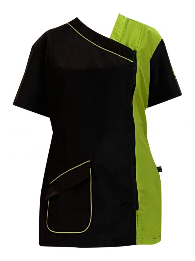 Trimshirt korte mouw zwart"lime, zijsluiting