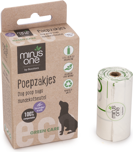 Beeztees Minus One Poop Bags - Dog - Lavender - 3x15 pcs