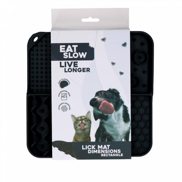 Eat Slow Live Longer - Likmat vierkant - Zwart