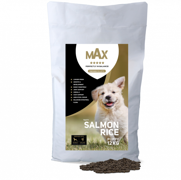 Max Puppy zalm"rijst geperst