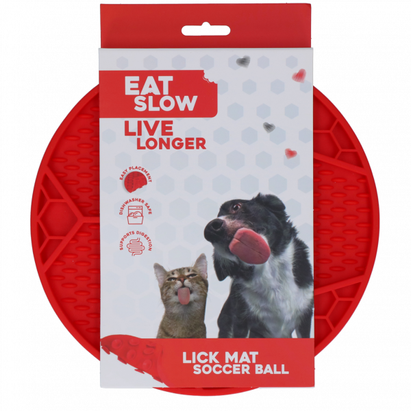 Eat Slow Live Longer Lick Mat Voetbal Rood